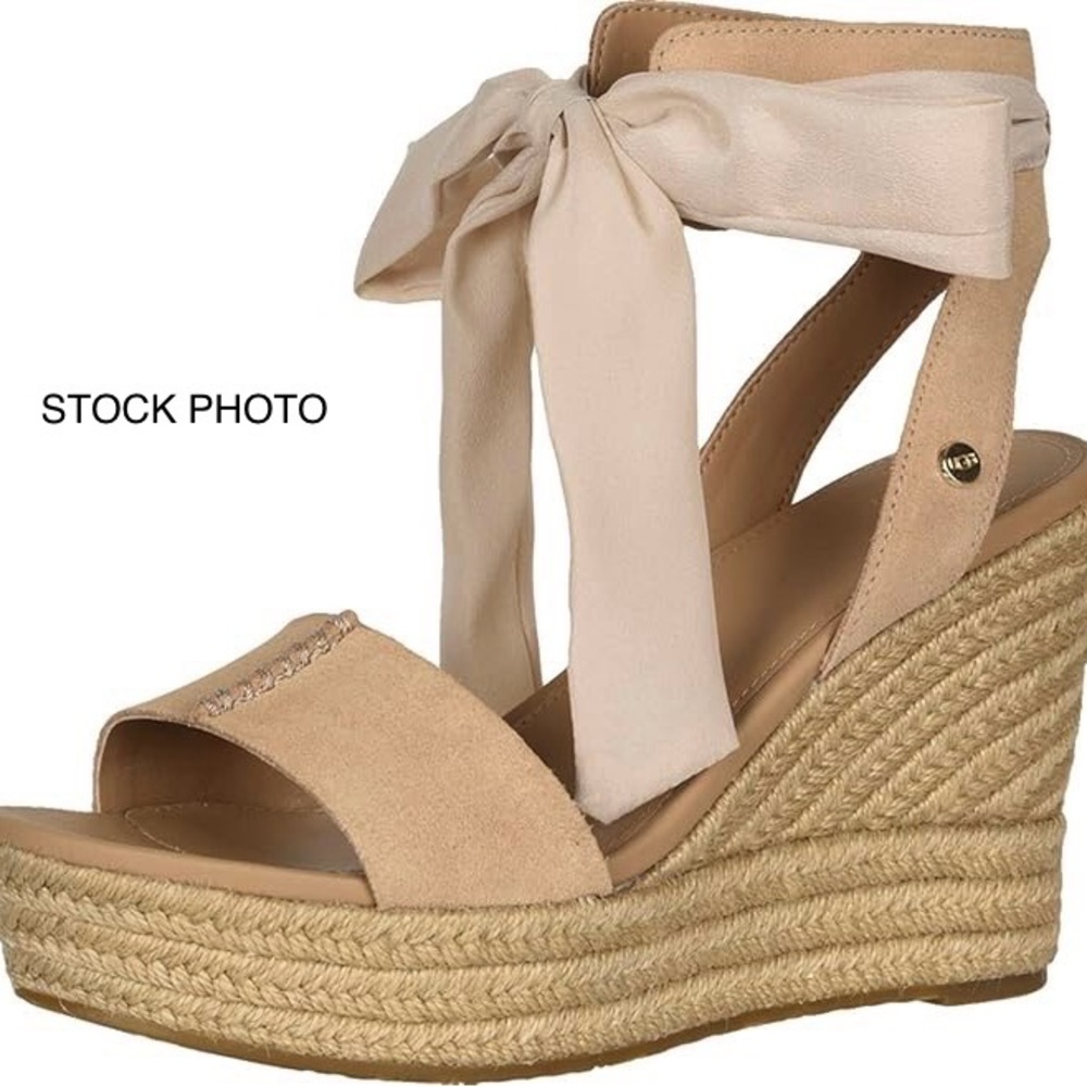 NEW UGG WITTLEY WOMENS SUEDE WEDGE ESPADRILLE SANDAL, Size 7